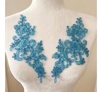 Lace Applique Sewing, 3 Pair Flower Sew On Lace Patches Embroidery Applique Repair for Wedding Dresses Clothes(Blue)