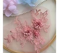 Lace Applique Sewing, 3D Lace Applique Handmade DIY Patch Flower Garment Accessories 3 Pcs Embellishments(Bean Pink)