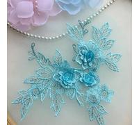 Lace Applique Sewing, 3D Lace Applique Handmade DIY Patch Flower Garment Accessories 3 Pcs Embellishments(Lake Blue)