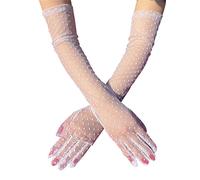 Lace Arm Warmers, Lace Gloves for Women or Girls, Fingerless Gloves, Women's Warm (White, A)