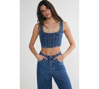 Lace Back Detail Denim Corset Top NastyGal Authentic Midwash 8