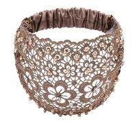 Lace Banks - Floral Circle | 2.5 Inch Size Extendable with Pearl Decor | Hair Scarf for Women Girls, Boho Bandana Yoga Process Gym Running Sport