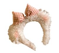 Lace Bear Ear Bowknot Hairhoop Cartoon Plush Face Washing Headband Music Festival Dressingup Headwear for Amusement