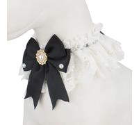 Lace Bow Cat Dog Collar Princess Jewelry Tie Pet Scarf Bib Pet Wedding Wedding Accessories,black,XS