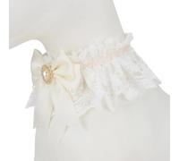 Lace Bow Cat Dog Collar Princess Jewelry Tie Pet Scarf Bib Pet Wedding Wedding Accessories,WHITE,M
