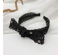 Lace Bowknot Crystal Retro French Elegant Hair Band Net Red Sweet Temperament Pressure Hair Band (Color : Beige) (Black)