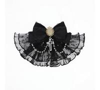 Lace Bowknot Jabot Hair Clip For Women Crossed Pendant Hair Bows 2000s Punk Hair Clip Barrette All Matching Hair Decors Jabot Collar
