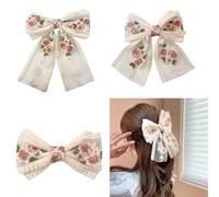 Lace Bows Elegant 2000s Side Clip Bows Hair Clip Sweet Girls Floral Embroidered Flower Large Bowknot Balletcore