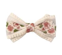 Lace Bows Elegant 2000s Side Clip Bows Hair Clip Sweet Girls Floral Embroidered Flower Large Bowknot Balletcore