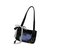 Lace Bows Shoulder Bag Japanese Inspired Handbag Sweet and Stylish Small Capacity Commuters Bag for Trendsetters, Black