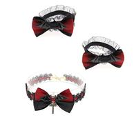 Lace Bowtie Hair Clip/Cuffs Band For Female Girl Dark Series Side Clip Halloween Barrette Anime Maid Roleplay Hair Decors