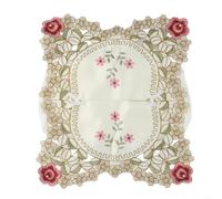 Lace Box Cover Floral Embroidered Fabric Holder for Standard Square Boxes - Elegant Home Decor for Living Room Bedroom Bathroom 23x13cm Pink Red Grey(Rose red)