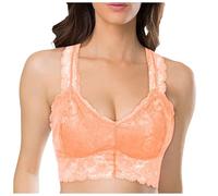 Lace Bra for Women Non-Wired Sexy Bralettes for Women Seamless Push Up Strong Hold V Neck Wireless Minimizer Bra Smooth Breathable Bra