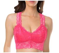 Lace Bra for Women Non-Wired Sexy Bralettes for Women Seamless Push Up Strong Hold V Neck Wireless Minimizer Bra Smooth Breathable Bra