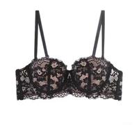 Lace Bra Women Underwire Push Up Breathable Intimates Full Coverage Solid Black White 32-38 Cup(Black 38/85AB)