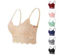 Lace Bralettes for Women Comfortable Everyday Daily Wireless Bras Sexy Backless Corset Bandeau Tube Top Bra Camisole Beige