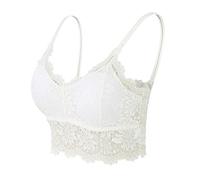 Lace Bralettes for Women Comfortable Everyday Daily Wireless Bras Sexy Backless Corset Bandeau Tube Top Bra Camisole White