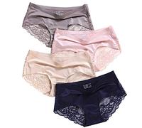 Lace Briefs Women Multipack Underwear Ladies Bikini Panties Middle Waist Hipster Soft Cotton Seamless Sexy Panties Breathable Underpants Floral Patterned Trim Lingerie 7pack