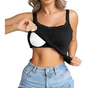 Lace Camisole Tops for Women Built In Bra Top Elastic Strap Square Neck Soft Stretch Seamless Push Up Tank Top Sleeveless Layering Everyday Summer Going Out Comfortable Casual Padded Vest