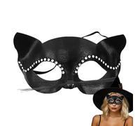 Lace Cat, 19x10cm Lightweight Half Face Eye Cover | Intricate Black Lace PP Construction 30g, Elegant Sexy Masquerade Accessory Perfect For Halloween Carnival Costume Party