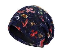 Lace Chemo Hats Women's Summer Beanie Headscarf Super Soft Slouchy Turban Headgear Kop Wraps Beanie Hat Cap for Hair Loss, Cancer, Chemo, navy, One Size