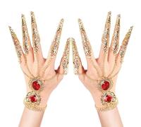 Lace Claw Bracelet for Halloween, Pack of 2 Witch Lace Claw Finger Chain, Chain Ring with Finger Nails, Gothic Jewellery, Hand Accessories, Accessories for Women Girls Halloween Costume Cosplay Drama