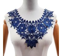 Lace Collar Insert Collar Neck Lace, Embroidered Flowers Embroidery Lace Trim Decorating Lace Applique Patch Lace Trim for Dress DIY Handmade Clothing Embroidery Decoration, Dark Blue