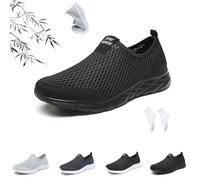 Lace Cooling Comfort Sneaker, Men Summer Mesh Comfortable Orthopedic Walking Shoes, Casual Anti Slip Lightweight Breathable Slip-on Cushioning Orthotic Shoes(Black,43 EU)