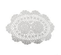 Lace Crochet Doilies Table Placemat Handcrafted Cotton Oval Doily Decorative for Dining Room Coffee Table Desk 30x45cm Washable Neutral Tabletop Accent for Home Interior(white)