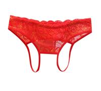 Lace Crotchless Underwear for Women Low Rise Clear Bikini Panties Breathable Stretch G String Sexy Tangas Slutty Lingerie Cutout Underpants Funny Soft Cheeky Comfor Tummy Control Red