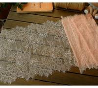 lace decoration, Eyelash Lace Trim Multicolor Pack of 3 Yards 35cm Wide for DIY Sewing(Light Orange)