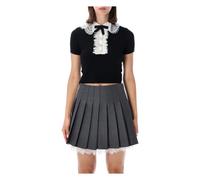 Lace Detail Knit Top - female - Self Portrait - Blouses - Black - S - Blouses & Shirts S