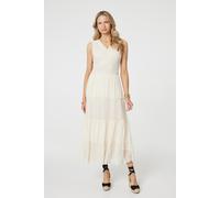 Lace Detail Sleeveless Tiered Maxi Dress Izabel London White 14