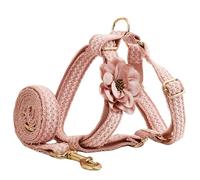 Lace Dog Harness and Leash Set - Adjustable Floral Design for Walking and Training Small to Large Dogs - Comfortable and Fashionable Harness for Outdoor Activities