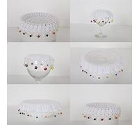 Lace Doilies with Beads Jug Covers, 100% Cotton Handmade Crochet Beaded Doyleys for Table Placemats & Dining Decor, Pack of 1 (White, 12 Inches)