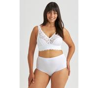 Miss Mary of Sweden Lace Dreams Non-Wired Longline Bra - Recycled Stretch Lace, Extra Support & Comfort 36C White