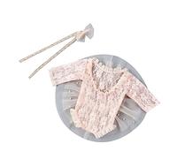 Lace Dress Photography Props Baby Outfits with Headband Skirt Bodysuits Clothes for Newborns 3Pcs