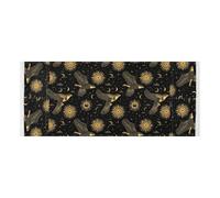 lace edge Refrigerator Top Cover with side bag Dust Proof Washer and Dryer Covers for the Top Wild Falcon Sun Black Gold Fits Most Washers or Dryers 51.2x22in