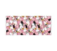 lace edge Refrigerator Top Cover with side bag Dust Proof Washing Machine Protective Cover Cute Cartoon Paradise Cat Pink for Washer Microwave Refrigerator 51.2x22in