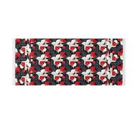 lace edge Refrigerator Top Cover with side bag reusable Washer and Dryer Covers for the Top Elegant Flower Calla Lily Ethnic Art Red Black for Refrigerator, Roller Washing Machine, Microwave