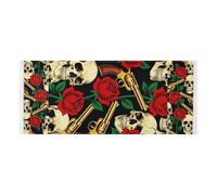 lace edge Refrigerator Top Cover with side bag washable Washer and Dryer Covers for the Top Skull Roses Red Retro Style for Washer Microwave Refrigerator 51.2x22in
