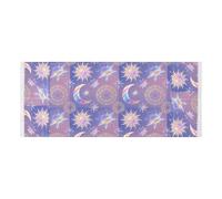 lace edge Washer and Dryer Covers with side bag washable Washing Machine Top Protector Mat Bohemian Pink Mysterious Star and Moon for Laundry Room Kitchen 51.2x22in