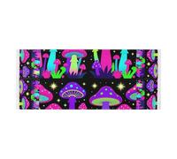 lace edge Washer and Dryer Covers with side bag washable Washing Machine Top Protector Mat Funky Bright Color Mushrooms Black for Laundry Room Kitchen 51.2x22in
