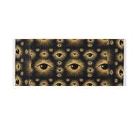 lace edge Washer Dryer Top Cover with side bag Dust Proof Washing Machine Top Protector Mat Black and Gold Mysterious Eyes for Laundry Room Kitchen 51.2x22in