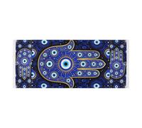 lace edge Washer Dryer Top Cover with side bag washable Washing Machine Dust Cover Mat Evil Eye Hand Pattern Blue Yellow on Black Plus_00001_00002 (2) Fits Most Washers or Dryers 51.2x22in