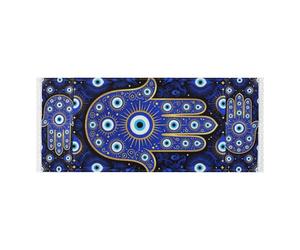 lace edge Washer Dryer Top Cover with side bag washable Washing Machine Dust Cover Mat Evil Eye Hand Pattern Blue Yellow on Black Plus_00001_00002 (2) Fits Most Washers or Dryers 51.2x22in