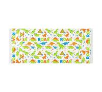 lace edge Washer Dryer Top Cover with side bag washable Washing Machine Protective Cover Cartoon Roaring Dino Fluorescent Blue Green White for Washer Microwave Refrigerator 51.2x22in
