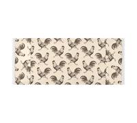 lace edge Washing Machine Top Cover with side bag Dust Proof Washer and Dryer Covers for the Top Vintage Rooster Beige Fits Most Washers or Dryers 51.2x22in