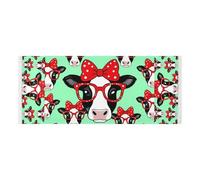 lace edge Washing Machine Top Cover with side bag sturdy Washing Machine Dust Cover Mat Rustic Farm Mint Green Cow Girl for Refrigerator Roller Microwave Oven 51 2x22in