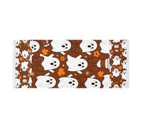 lace edge Washing Machine Top Cover with side bag washable Washer and Dryer Covers for the Top ghosts Coffee Brown for Refrigerator, Roller Washing Machine, Microwave Oven 51.2x22in